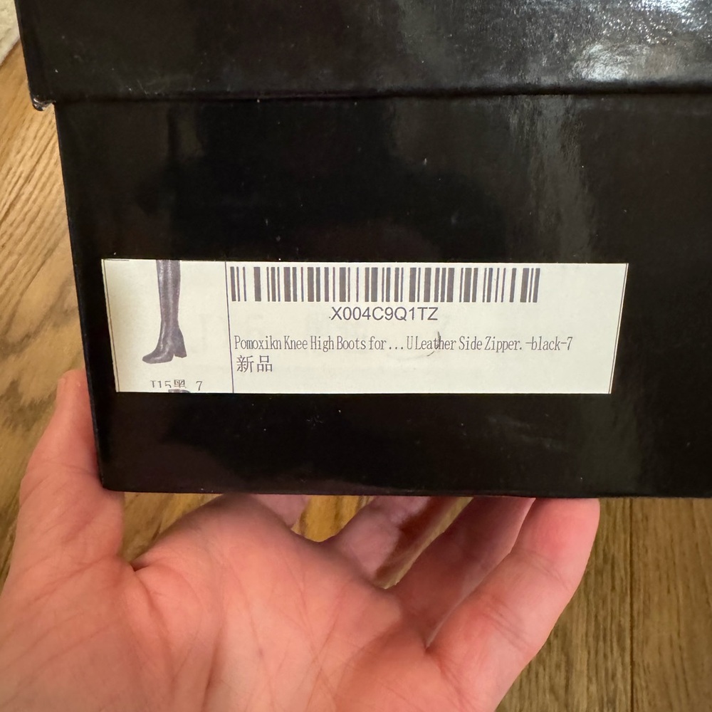NWT Black Croc-Embossed Knee-High Block Heel Boot - Picture 9 of 13
